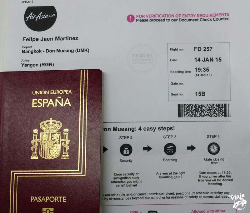 Vuelo de Bangkok a Yangon