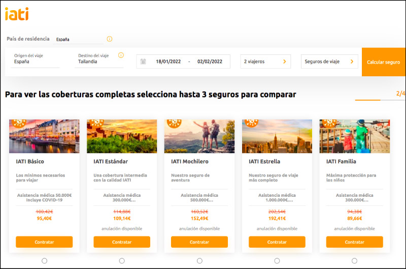 Seguro de Viaje a Tailandia para dos semanas