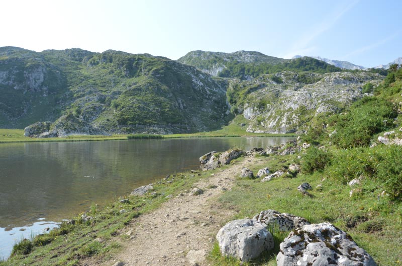 Camino de senderismo junto al lago Ercina, Covadonga.