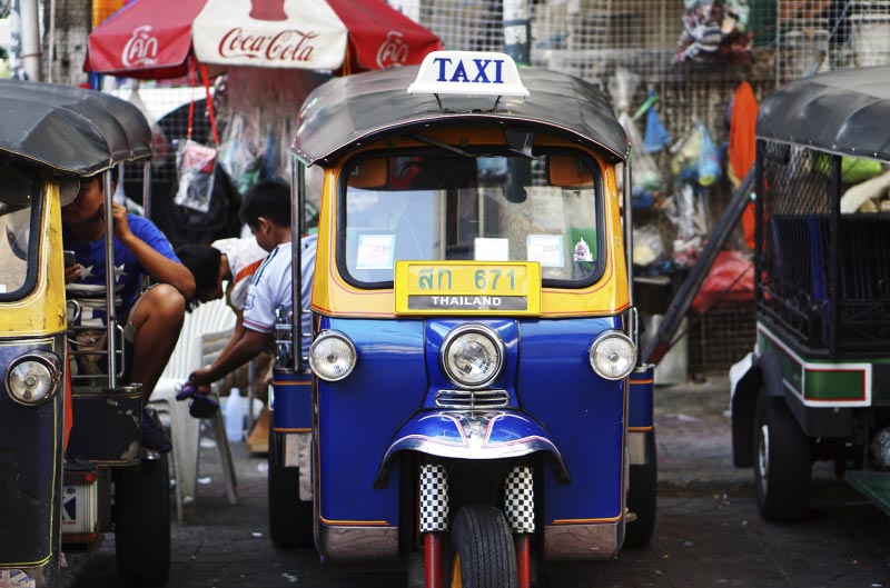 tuk tuk, transporte de Bangkok, Tailandia